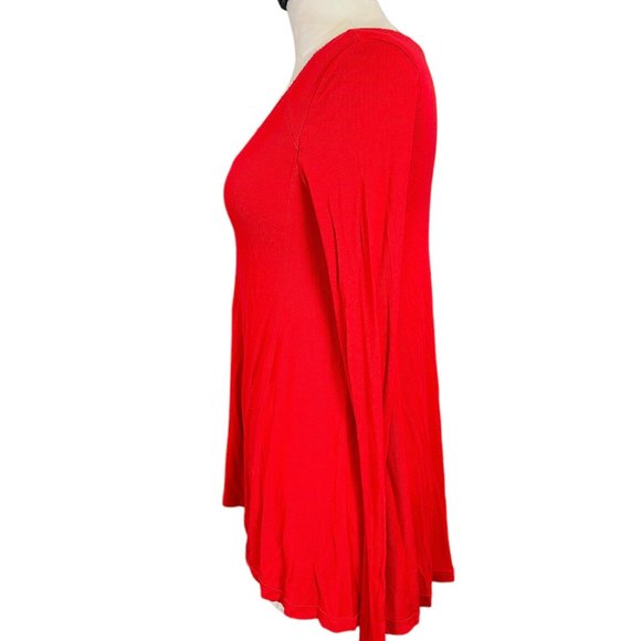 Free People Long Sleeve High Low Tee Shirt XS Red - Picture 8 of 14